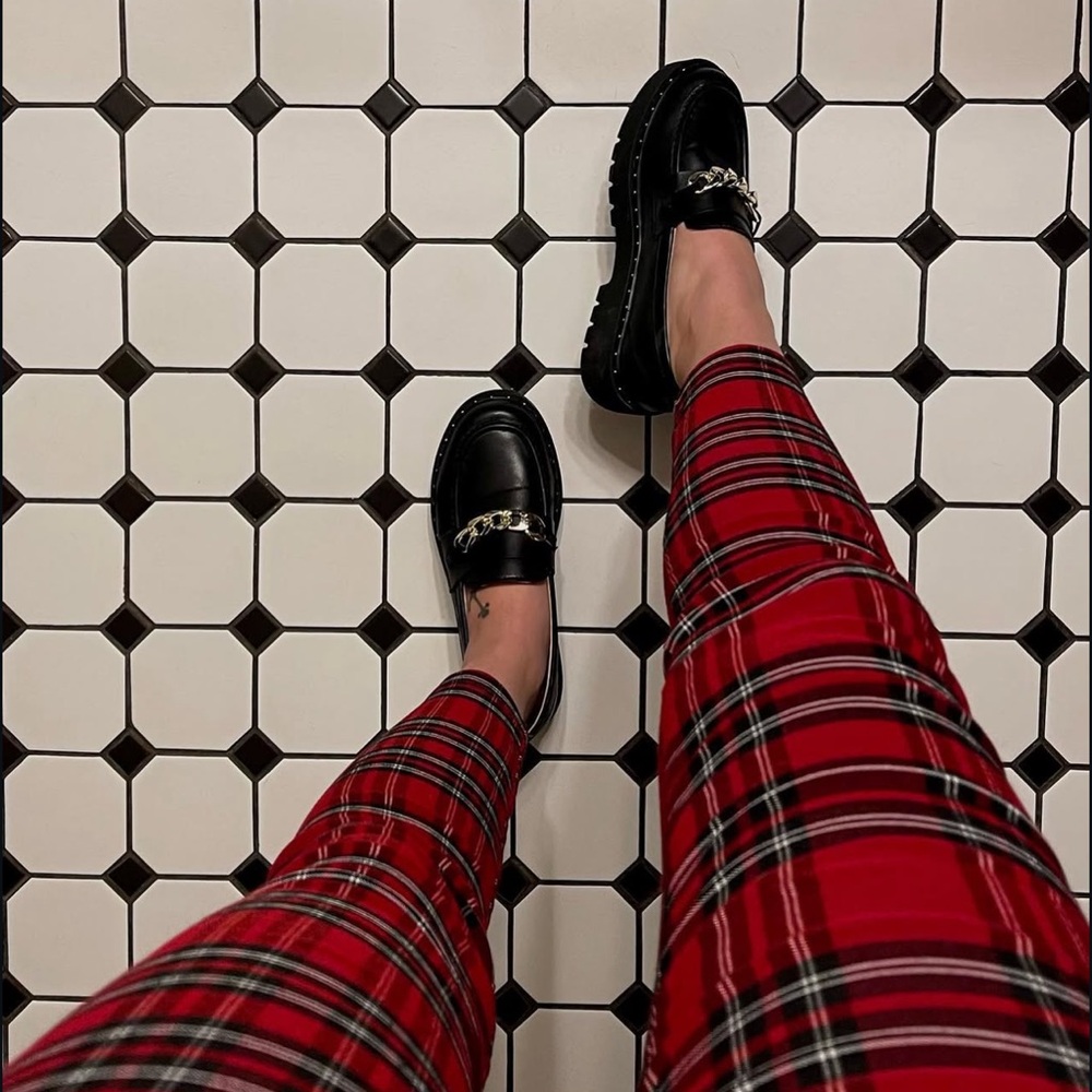 black & gold loafers